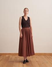 kesik detaylı teknik etek gül kurusu