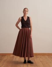 kesik detaylı teknik etek gül kurusu 2