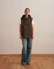 kapüşonlu spor yelek haki