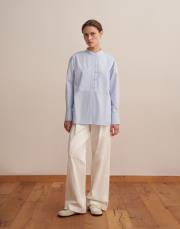 %100 koton biritli gömlek mavi