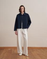 fermuarlı koton ceket lacivert