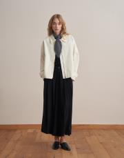 fermuarlı koton ceket ekru