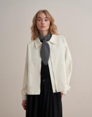 fermuarlı koton ceket ekru 4