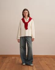 fermuarlı koton ceket ekru 5