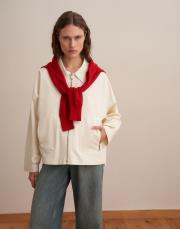 fermuarlı koton ceket ekru 7