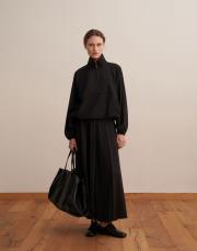 fermuarlı yüksek yaka teknik sweatshirt siyah