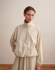 fermuarlı yüksek yaka teknik sweatshirt bej 5