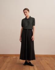 fermuarlı pileli teknik etek siyah