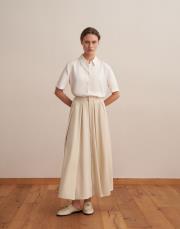 fermuarlı pileli teknik etek bej