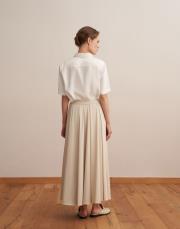 fermuarlı pileli teknik etek bej 4