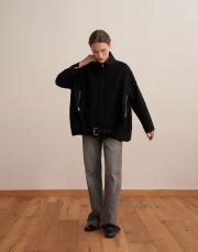 kemer detaylı teknik ceket siyah 5