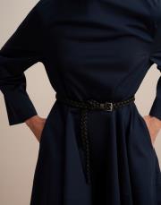 %100 koton kesik detaylı elbise lacivert 5