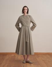 %100 koton kesik detaylı elbise soft yeşil 2