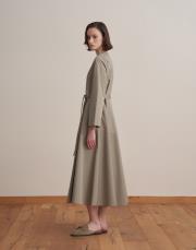 %100 koton kesik detaylı elbise soft yeşil 3