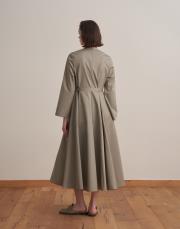 %100 koton kesik detaylı elbise soft yeşil 4