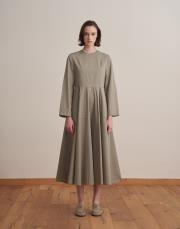 %100 koton kesik detaylı elbise soft yeşil 5