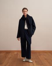 %100 koton kontrast detaylı trençkot lacivert 2