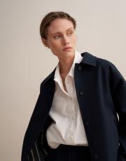 %100 koton kontrast detaylı trençkot lacivert 6