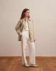 %100 koton kontrast detaylı trençkot uçuk yeşil 3