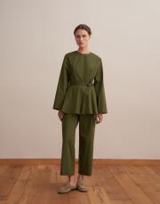 %100 koton peplum bluz yeşil