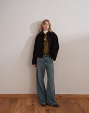 yün karışımlı cepli kaban kahverengi 2