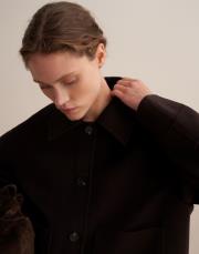 yün karışımlı cepli kaban kahverengi 5