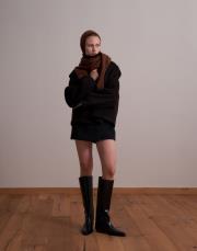 yün karışımlı cepli kaban kahverengi 6