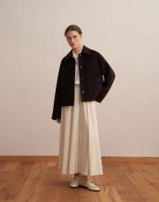 yün karışımlı cepli kaban kahverengi 7