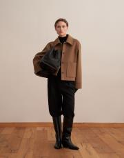 yün karışımlı cepli kaban camel