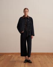 kadife yaka denim ceket lacivert