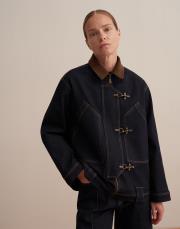 kadife yaka denim ceket lacivert 4