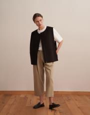 fermuarlı yün yelek kahverengi 2