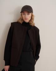 fermuarlı yün yelek kahverengi 6