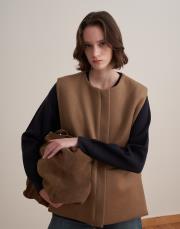 fermuarlı yün yelek deve tüyü 4