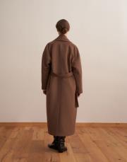 şal yaka yün palto sütlü kahve 5