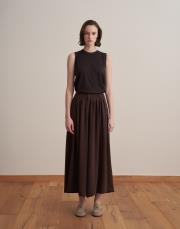 pileli bol kesim pantolon kahverengi