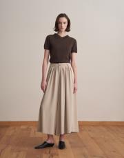 pileli bol kesim pantolon vizon 2