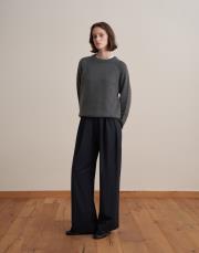 düğme detaylı pileli pantolon lacivert 2