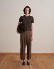 pileli yün pantolon sütlü kahve