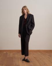 pileli yün pantolon koyu mürdüm