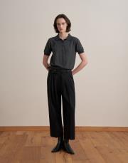 pileli yün pantolon siyah 3