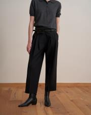 pileli yün pantolon siyah 6