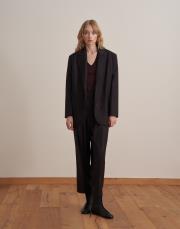 çift düğmeli yün blazer koyu mürdüm