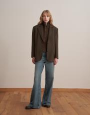 çift düğmeli yün blazer haki