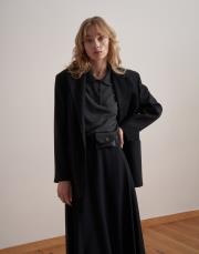 çift düğmeli yün blazer siyah 4