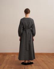 kemer detaylı ekose elbise antrasit 2