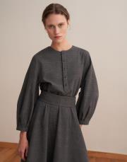 kemer detaylı ekose elbise antrasit 3