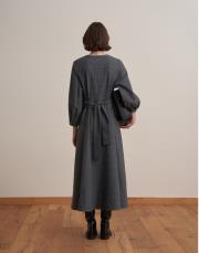 kemer detaylı ekose elbise antrasit 4