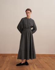 kemer detaylı ekose elbise antrasit 6