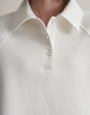 nakış detaylı polo yaka sweatshirt ekru 5